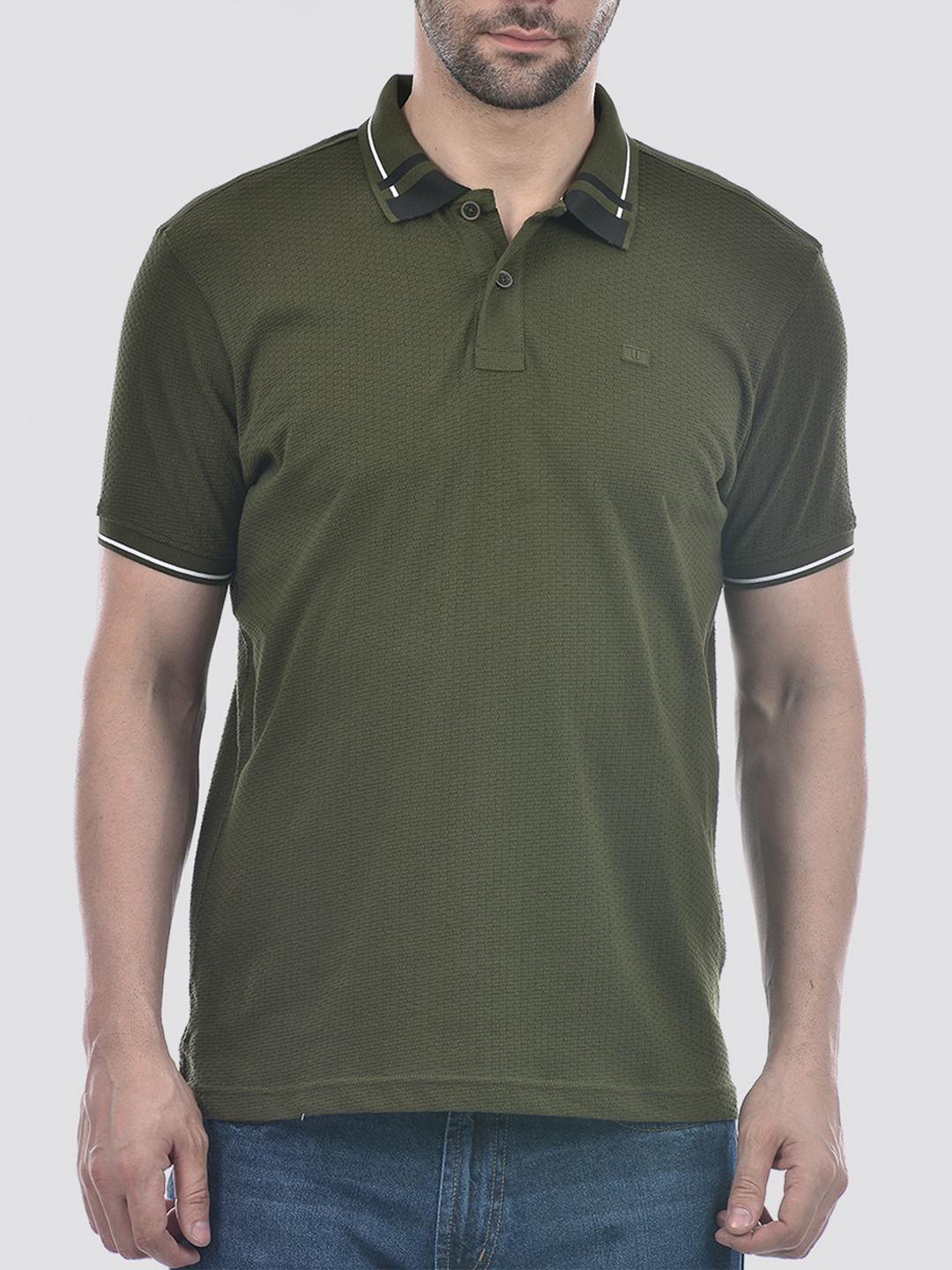 Numero Uno Men Striped Olive T-Shirt
